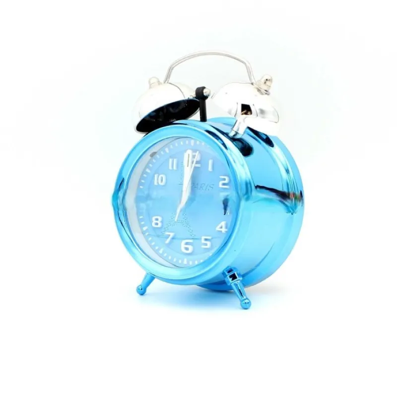 Часы - Будильник колокольчик 2105 Синие 10*7*5