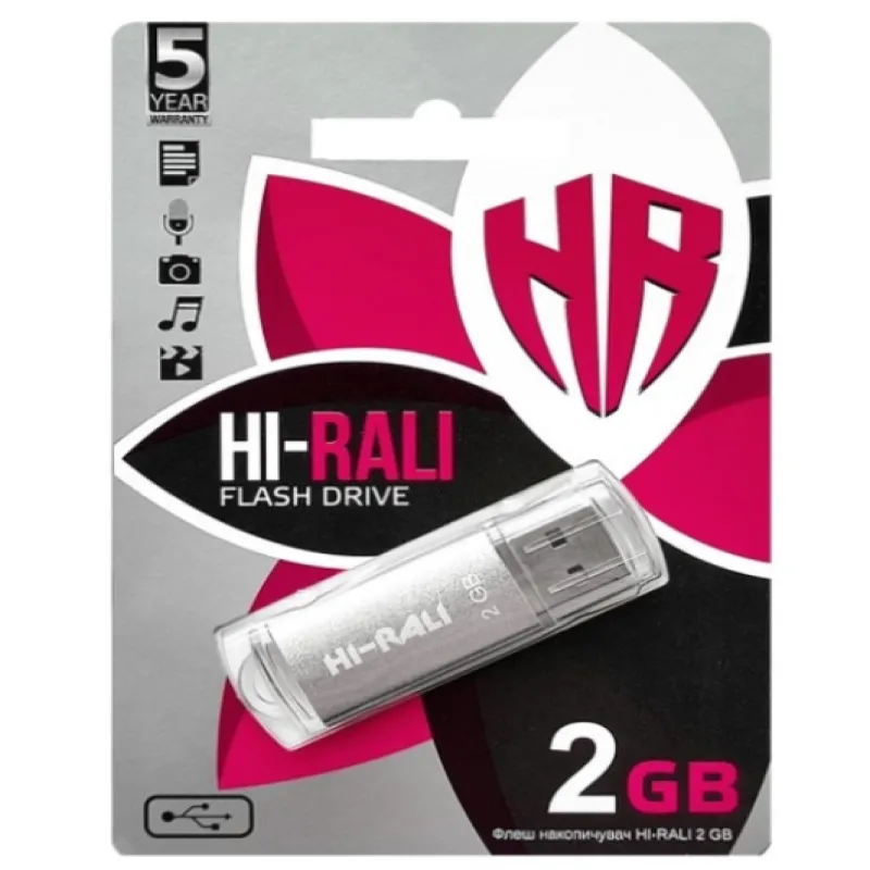 USB флеш накопитель Hi-Rali 2GB, HI-2GBRKTSL (Гарантия 3года)