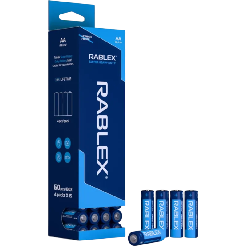 Батарейка Rablex R3 AAA Super Heavy Duty солевая (60шт в пачке)