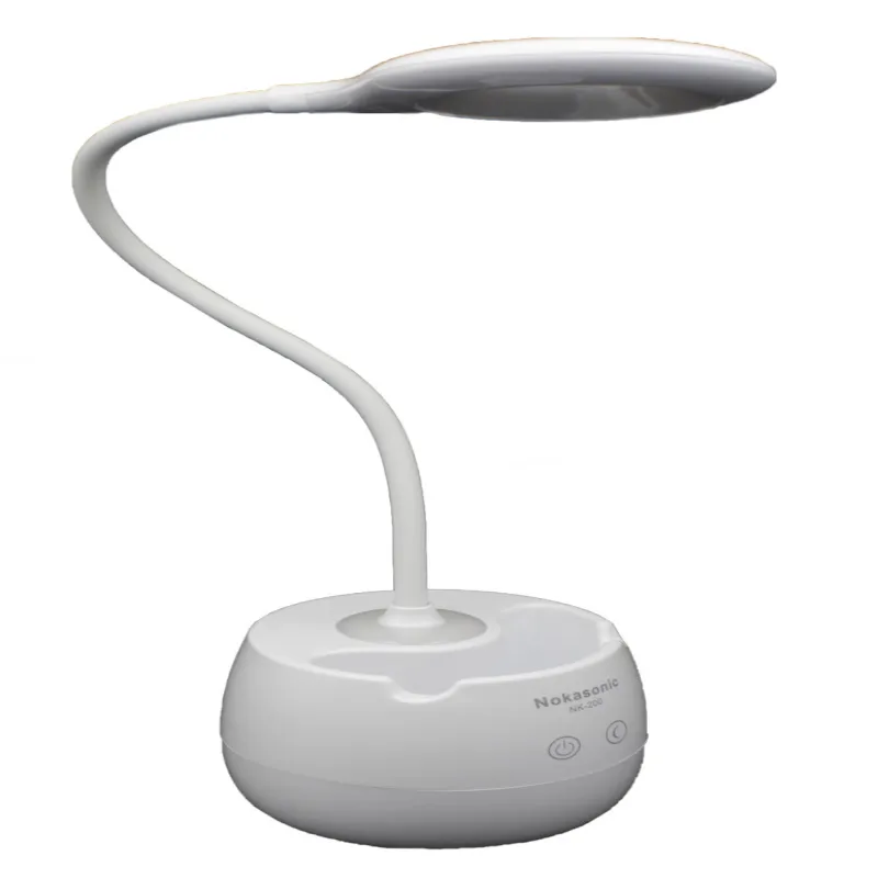 Настольная LED лампа аккумуляторная /ночник / ячейка для ручек/ 3 режима света /nk-200