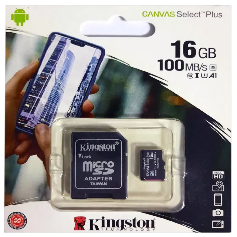 Карта памяти micro SDHC Kingston (UHS-1) 16GB class 10 (с адаптером) (Гарантия 3года)