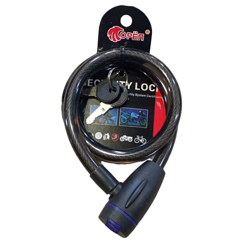 Велосипедный замок 187-65, толщина 10мм, длинна 650мм