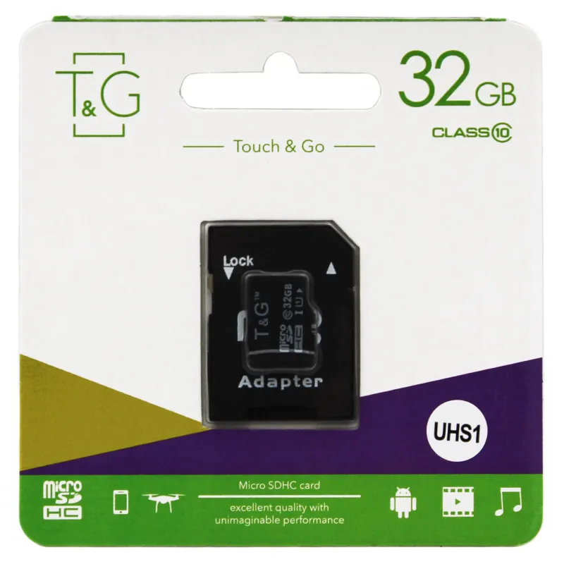 Карта памяти microSDHC T&G (UHS-1) 32GBSD class 10 (с адаптром) (Гарантия 3года)