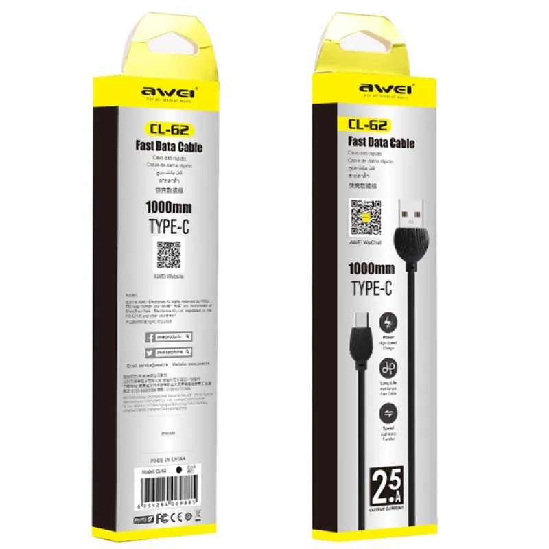 Кабель USB Awei CL 62 Type-C, 6680