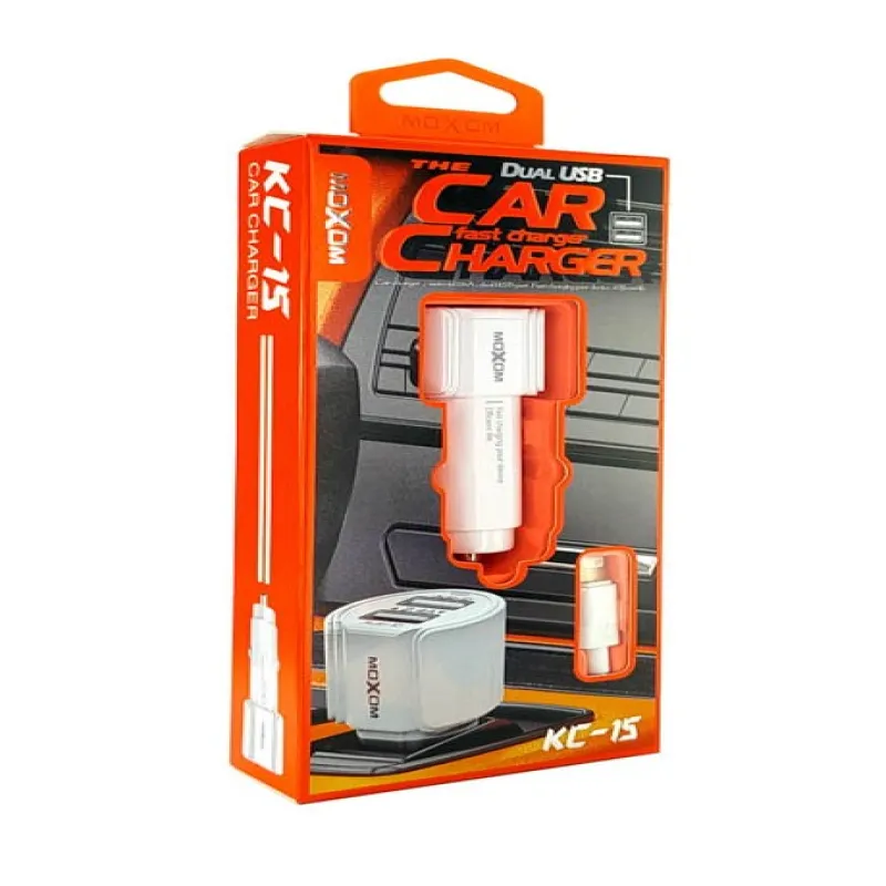 Автомобильное зарядное устройство USB x 2 MOXOM KC-15 iPhone