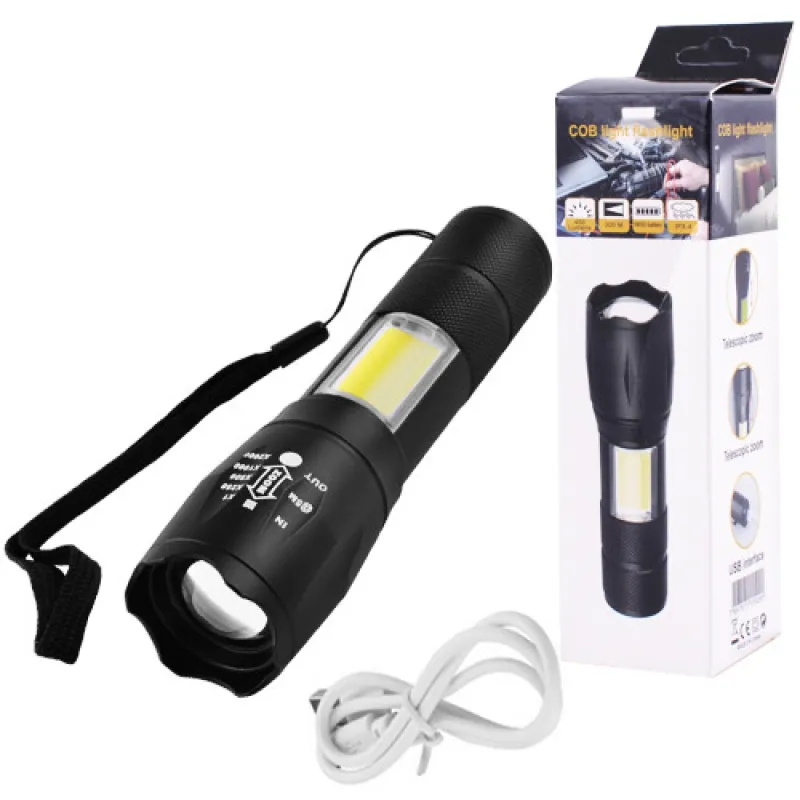 Ручной фонарь Police 1831-T6+COB, ЗУ microUSB, встроенный аккумулятор, 5385