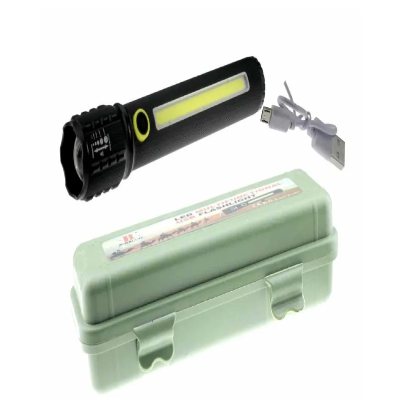 Ручной фонарь C73-P50+COB, ЗУ mircoUSB, аккумулятор, zoom, Box