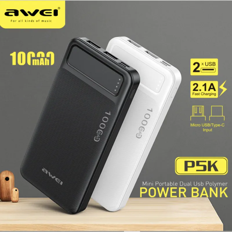 Повербанк AWEI P5k 10000mAh (реальная емкость меньше) / 8141