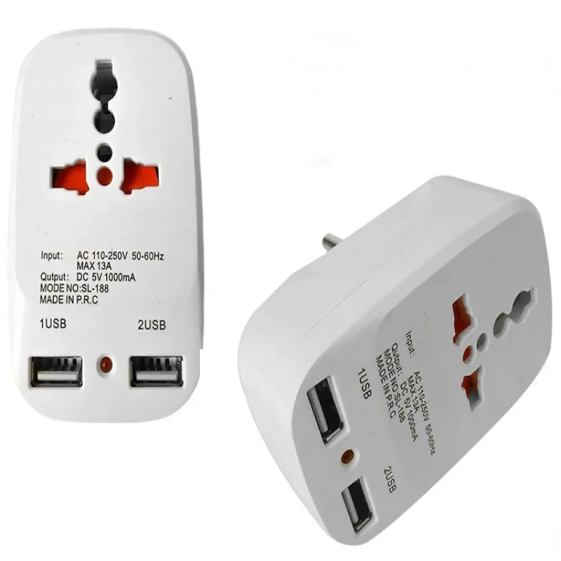 Универсальный адаптер 2в1, переходник+зарядка USB  / NK-823/ 7043