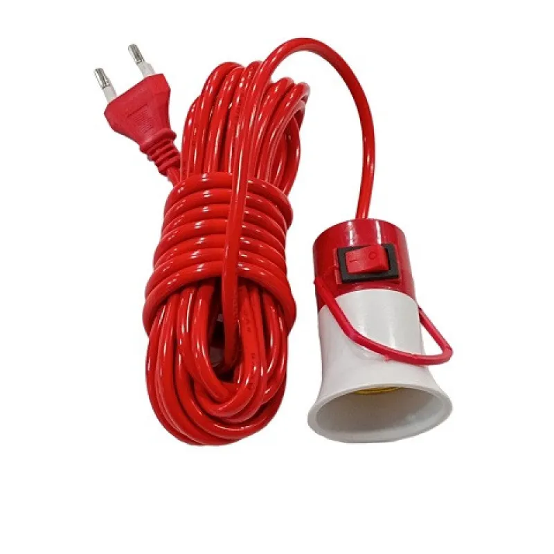 Патрон с шнуром с выключателем Красный 9106, 10A, 4.5м