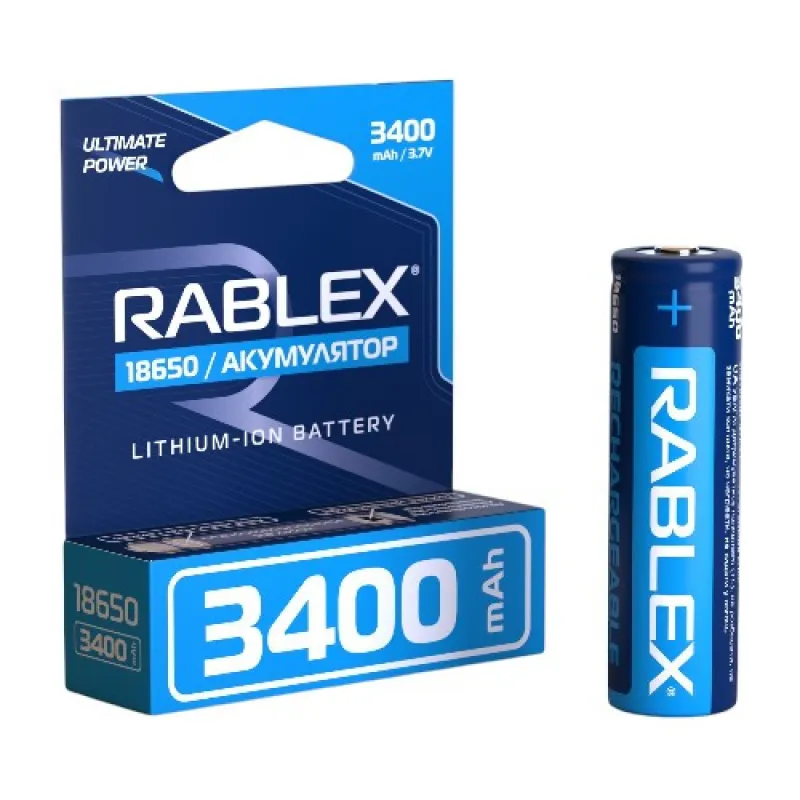 Аккумулятор Rablex 18650, 3400mAh з ЗАЩИТОЙ Li-ION 3.7v