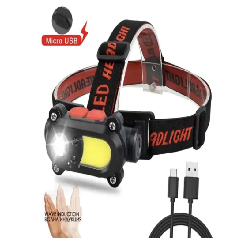 Налобный фонарь Bailong BL-208-XPE+COB, Motion Sensor, Li-Ion аккум., Waterproof, ЗУ microUSB