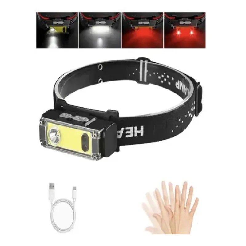 Налобный фонарь BL-T124-ХРЕ+COB, Белый, Красный, Sensor, 1x18650, Type-C