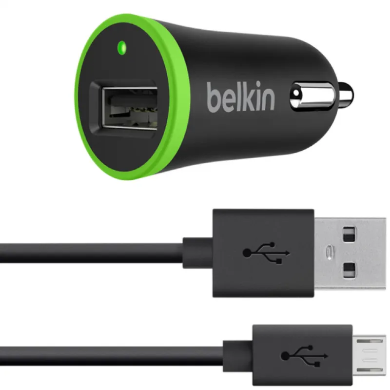 Автомобильное зарядное устройство USB x 1 belkin, 10 WATT, 1.2м кабель MicroUSB