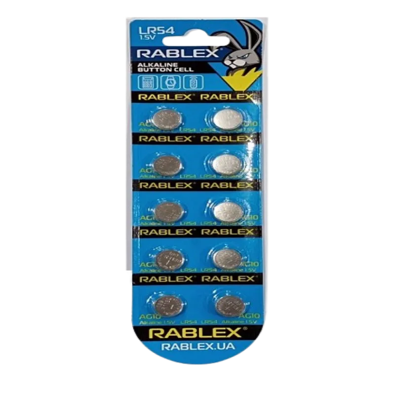 Батарейки-Таблетки Rablex LR54/AG10/1.5V блистер 10шт.