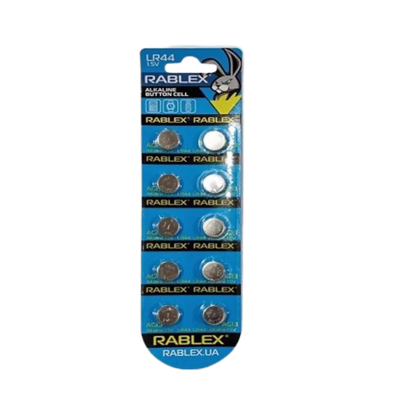 Батарейки-Таблетки Rablex LR44/AG13/1.5V блистер 10шт.