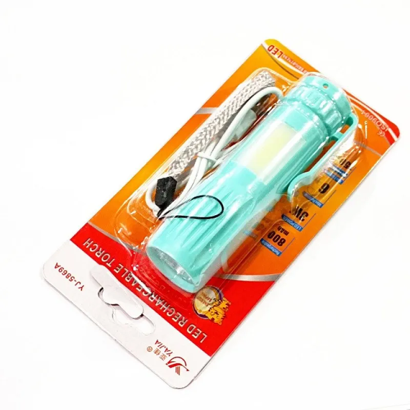 Ручной фонарь Yajia YJ-5869A, Аккумулятор, MicroUSB, 1LED+COB, боковая подсветка