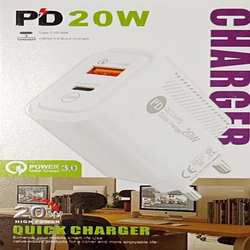 СЗУ Мережева зарядна пристрій USB x 1 PD x 1 TZ46 PD QC3.0 20W