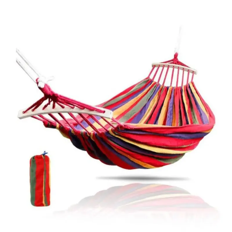 Гамак тканевый Мексиканский с перекладиной 40см, 200см*80см в чехле, A-1