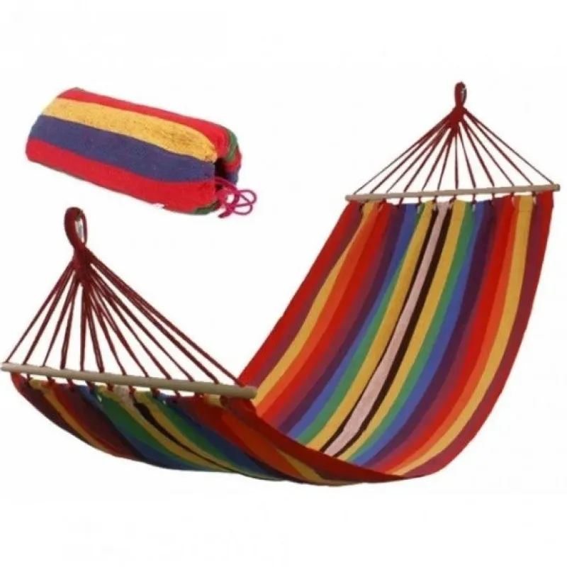 Гамак тканевый Мексиканский с перекладиной 80см ,  200см*80см в чехле, HAM-1