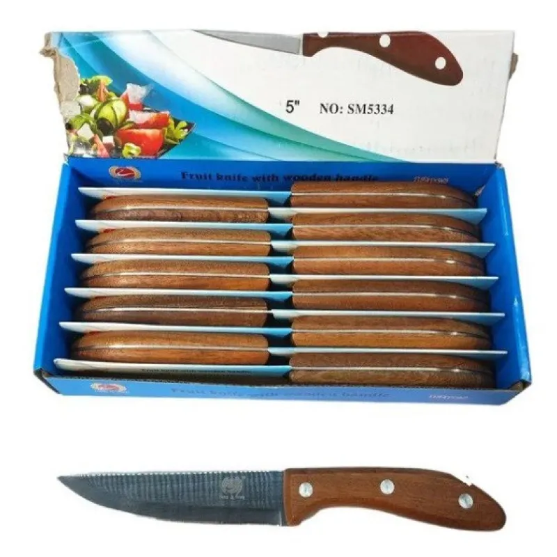 Нож кухонный с деревянной ручкой SM5334 5", 23см
