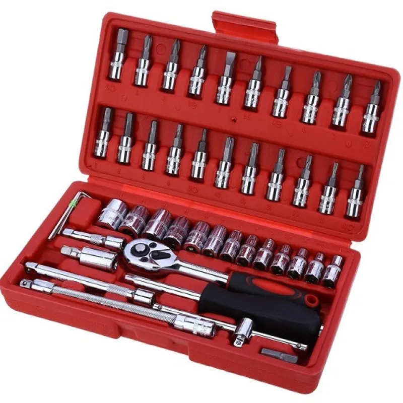 Набор инcтрументов ключ трещётка + отвёртка + биты + головки,CR-V , 46 pcs 0118