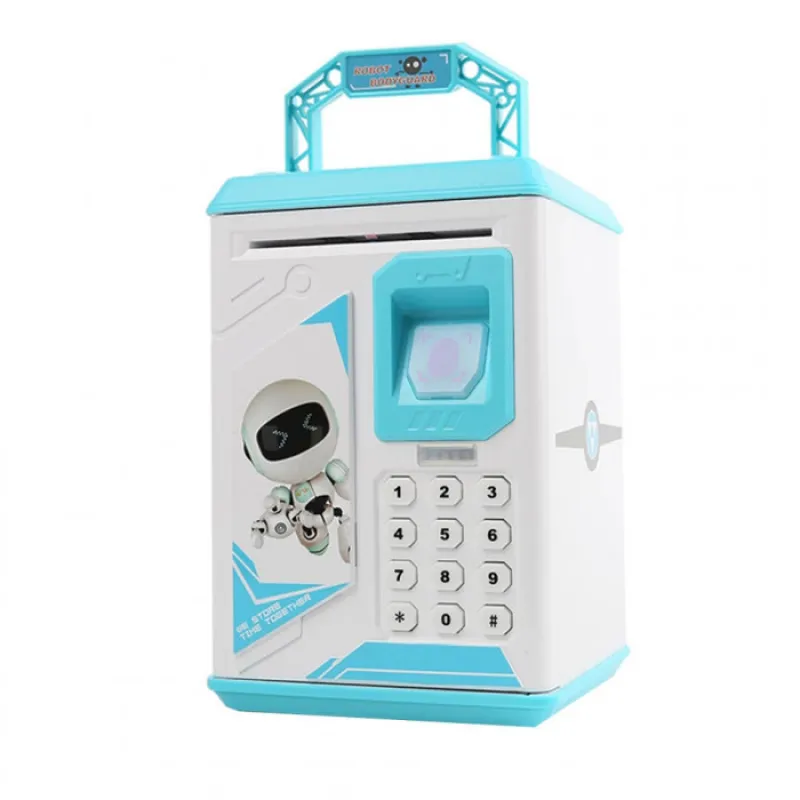Детская копилка сейф для денег, с кодом и отпечатком пальца ROBOT BODYGUARD №906