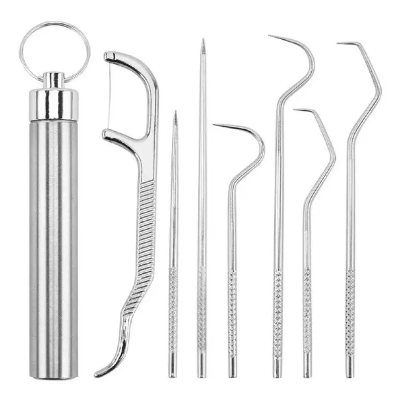 Набор инструментов для чистки зубов 7 шт + футляр металл