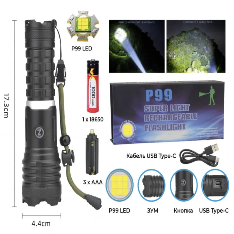 Ручной фонарь Rablex RB267, type-c, XH P99