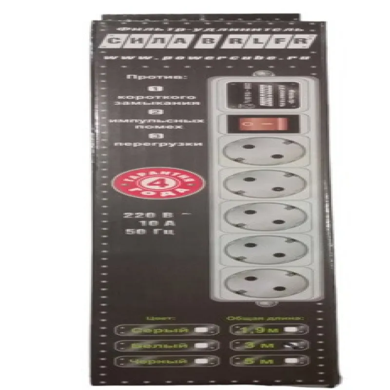 Сетевой фильтр 220B-3M, 5 гнезда, 3 метра