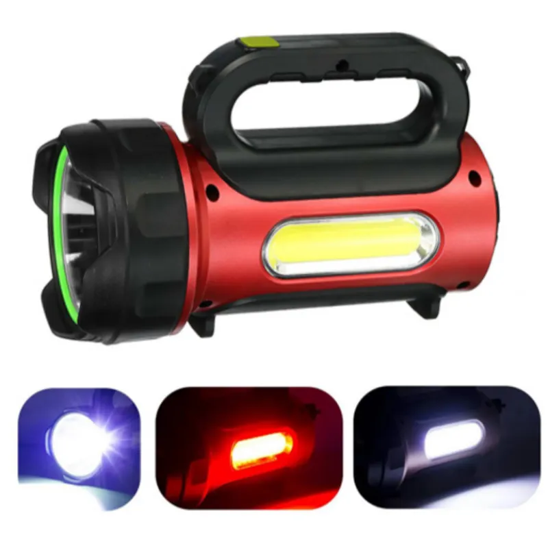 Ручной фонарь T93-LED+COB, Белый, Красный, powerbank, Li-Ion аккум., солн., батарея, ЗУmicroUSB,