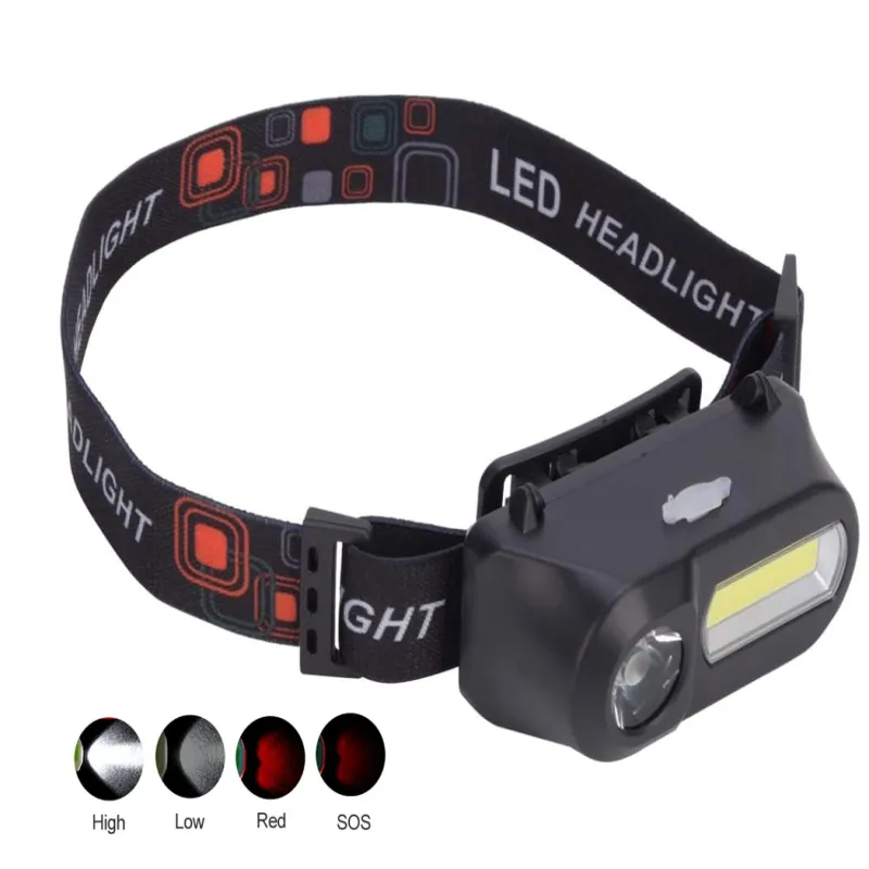 Налобный фонарь Bailong BL-1804R, LED+COB, красный, белый, аккумулятор 18650, micro USB, 8920