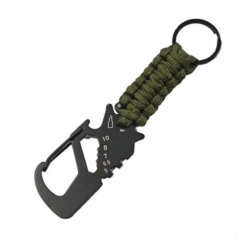 Брелок - Карабин мультитул для ключей зелёный 2214