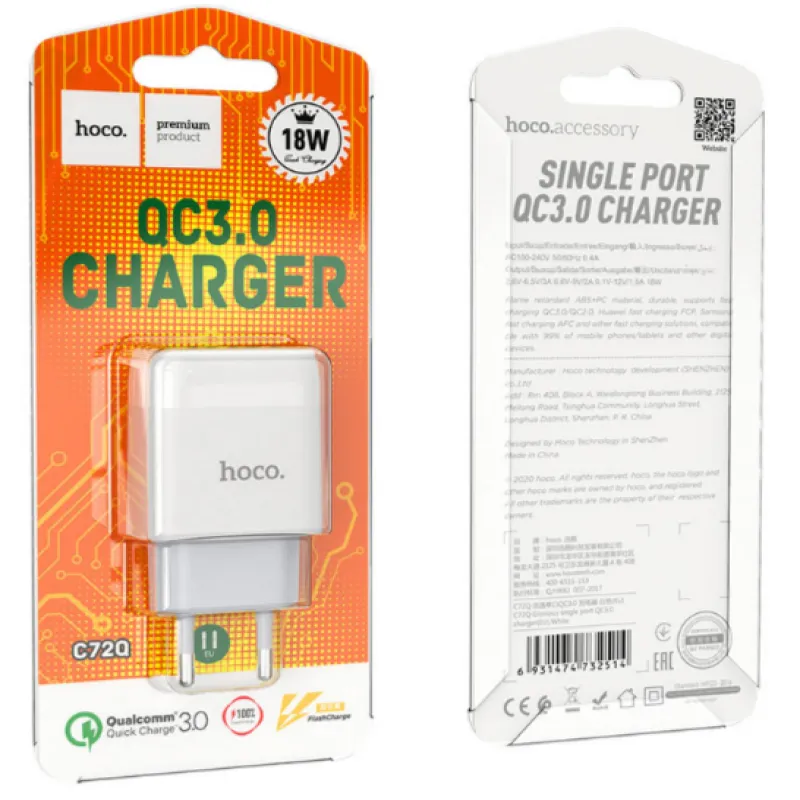 СЗУ Сетевое Зарядное Устройство Hoco C72Q 3.1A