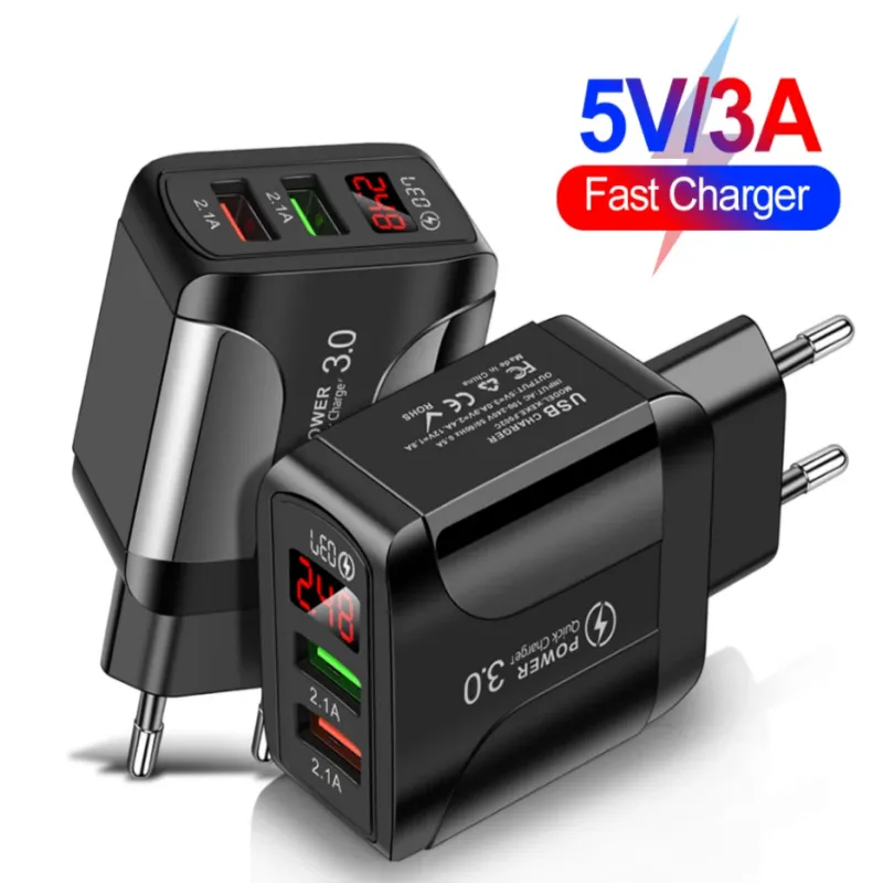 СЗУ Сетевое зарядное устройство PD PKG025 20W, 2*USB, QC3.0 LED