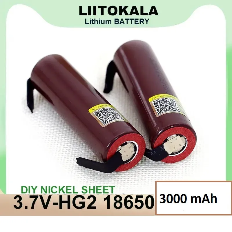 Аккумулятор высокотоковый 18650, LiitoKala HG2-N, 3000mah, с контактами под пайку