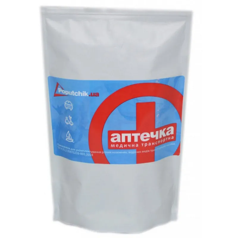 Автомобільна аптечка Poputchik згідно ТУ білий Дой-Пак 140х240 (02-003-ДП)