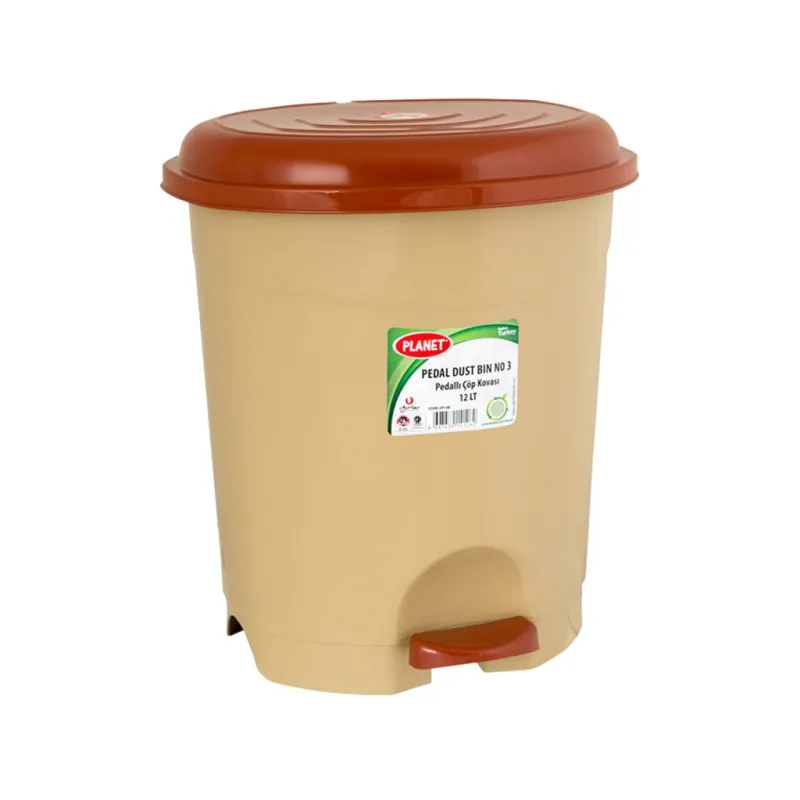 Контейнер для мусора Planet Household №3 с педалью бежевый 12 л (10339)