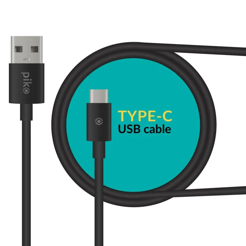 Дата кабель USB 2.0 AM to USB-C 2.0m black Piko (1283126493850)