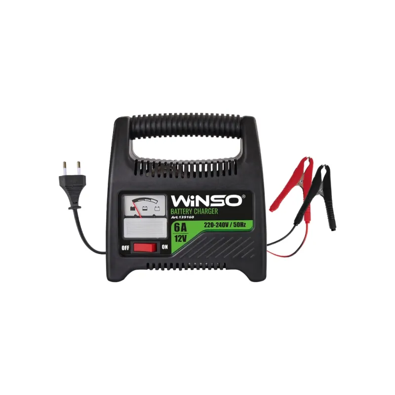 Зарядний пристрій для автомобільного акумулятора WINSO 12В.Макс. струм підзарядки 6А.Макс.Емн 80Ah (139160)