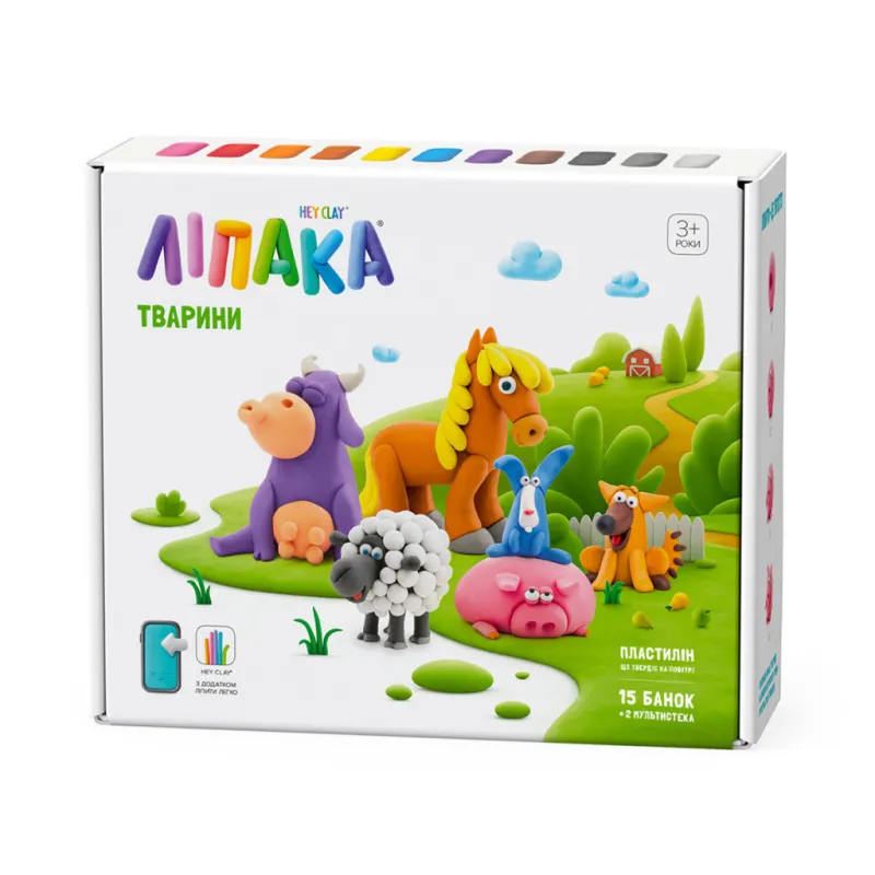 Набір для творчості Lipaka Тварини Меганабір пластиліну самозагуст. (15012-UA01)