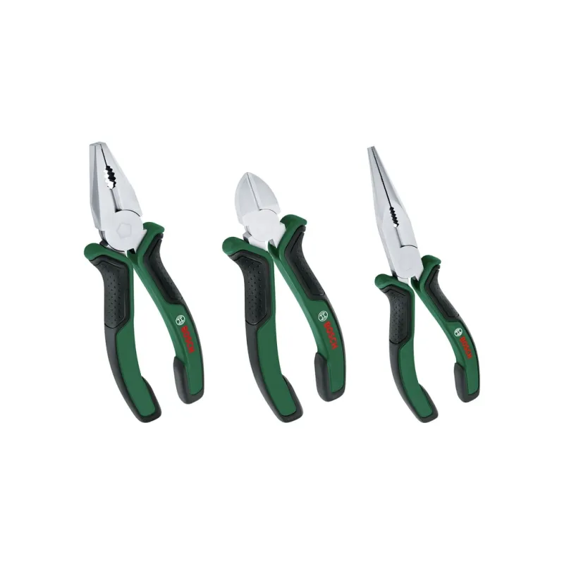 Плоскогубці Bosch набір 3 шт, комбіновані, подовжені, бокорізи (1.600.A02.C0S)