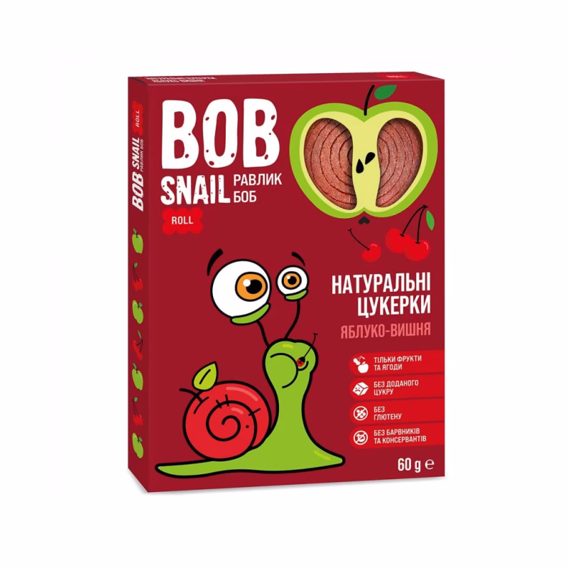 Конфета Bob Snail Улитка Боб Яблучно-вишневий 60 г (4820162520347)