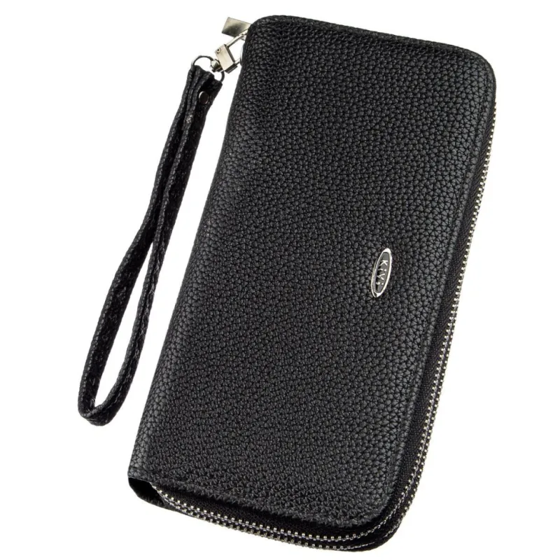 Гаманець Kivi З зернистої екошкіри Чорний (19045)