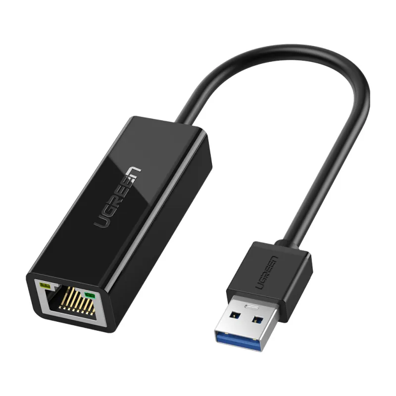 Перехідник USB 3.0 AM to RJ45 Ethernet 1000Mbps CR111 Black Ugreen (20256)