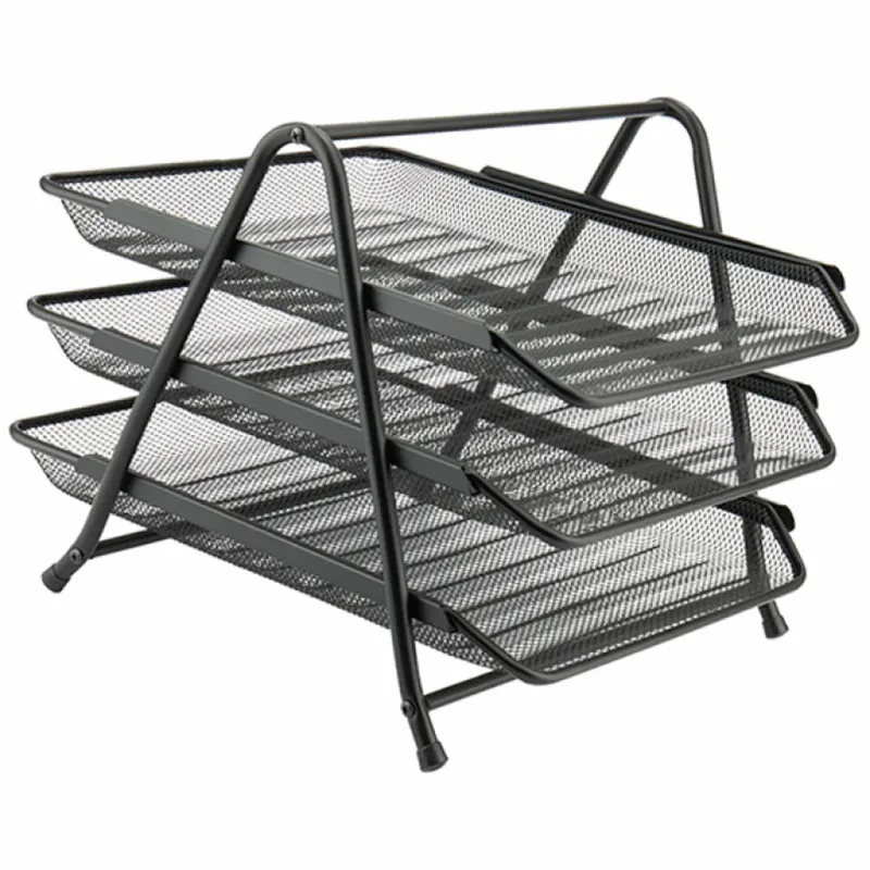 Лоток для бумаг Axent горизонтальный 3-в-1, металлическая сетка 350х295х263 мм Чер (2122-01-A)