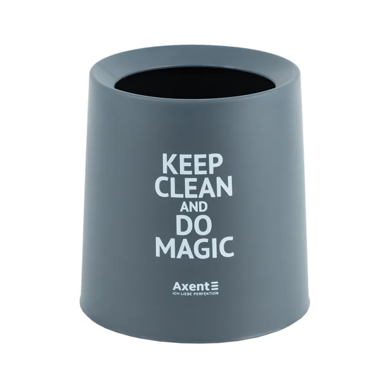 Корзина для бумаг Axent Настольный контейнер для мусора, круглый, серый (2131-03-A)