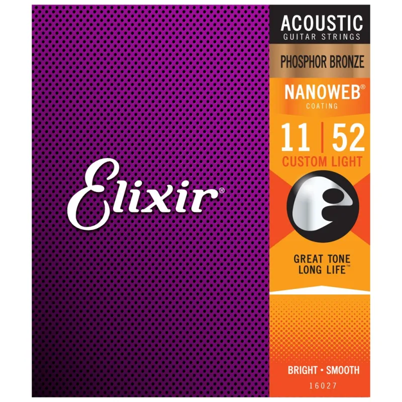 Струни для гітари Elixir 16027 Nanoweb Phosphor Bronze Acoustic Custom Light (11-52) (240662)