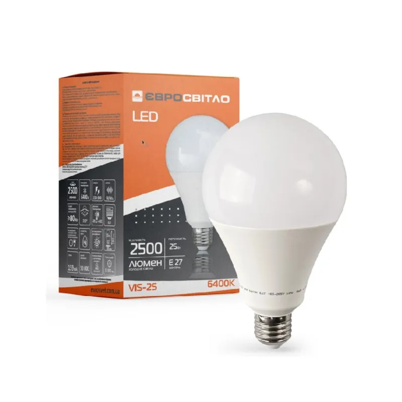 Лампочка Євросвітло 25Вт 6400К (VIS-25-E27)