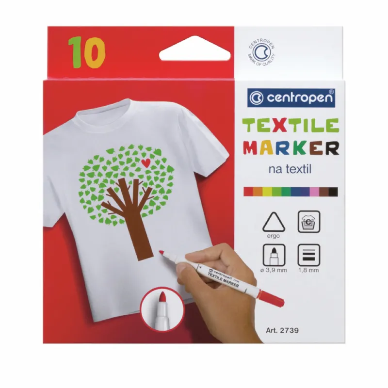 Набір маркерів Centropen набір для текстилю Textile 1.8 мм 10 шт (2739.10)